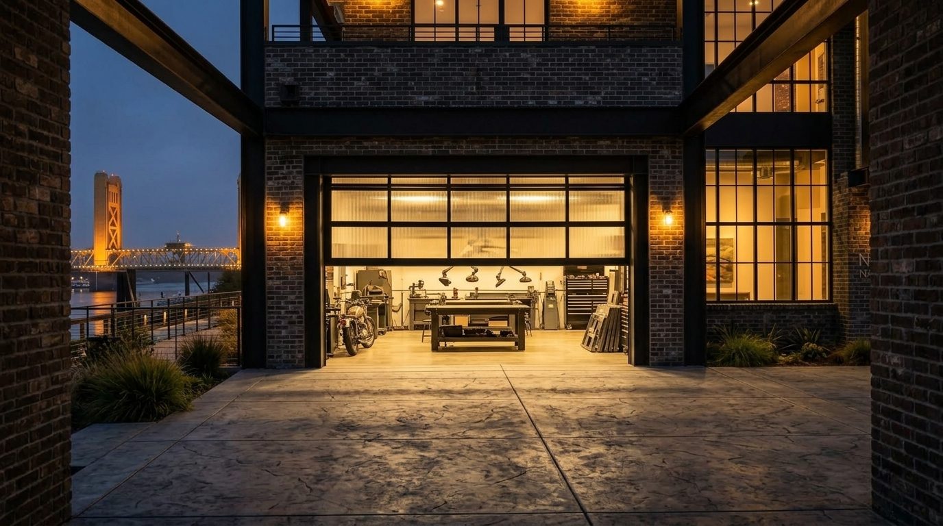 Cole Morrison Garage Door Services Garage Door Gliding Open Revealing Warm Illuminated Interior